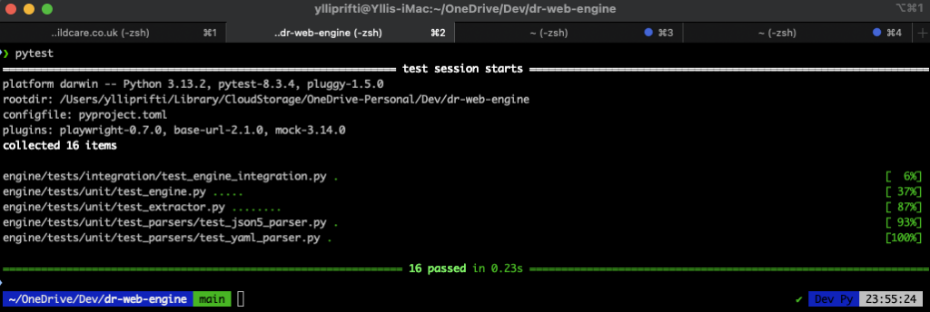 running tests